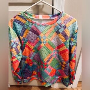Colorful Quilted Patchwork Light Weight Sweatshirt